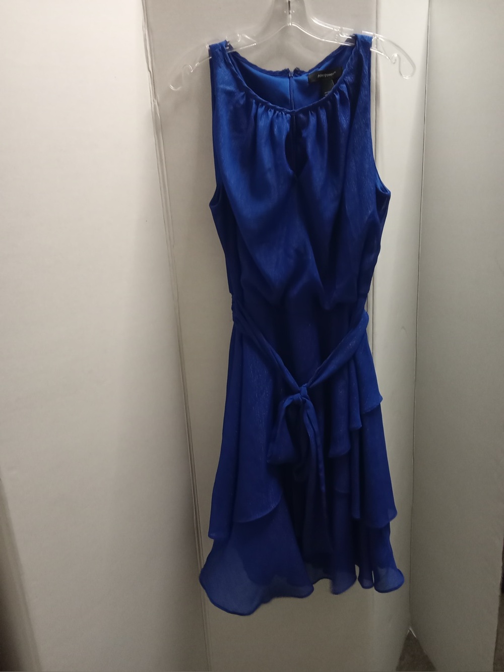 Ashley Stewart Womens 18 20 Royal Blue Shimmer Ruffled Party Dress C1